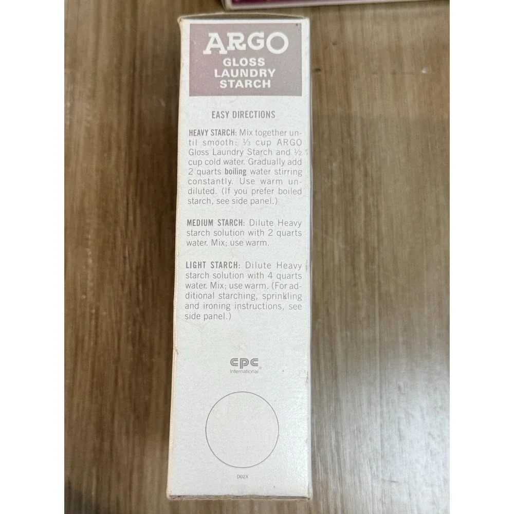 ARGO Gloss Laundry Starch 16 oz Powdered Crisp Finish Red Box Vintage NOS